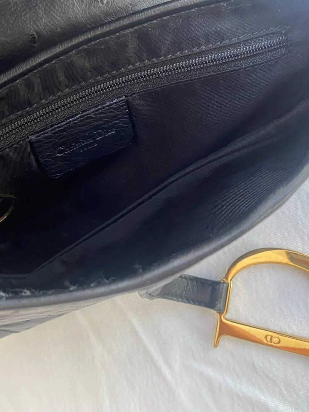 Christian Dior Ostrich Saddle Bag - Picture 5 of 8